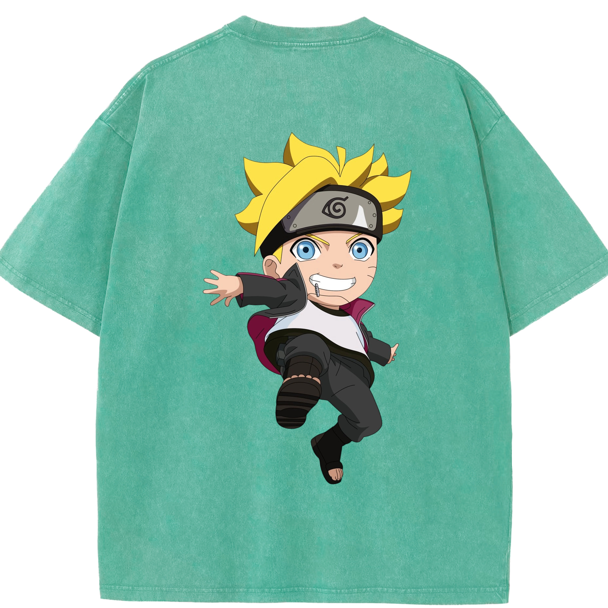 （画像用） NARUTO -ナルト- うずまき ボルト Uzumaki Boruto 綿100% ヴィンテージ風 半袖Tシャツ（背面プリント）